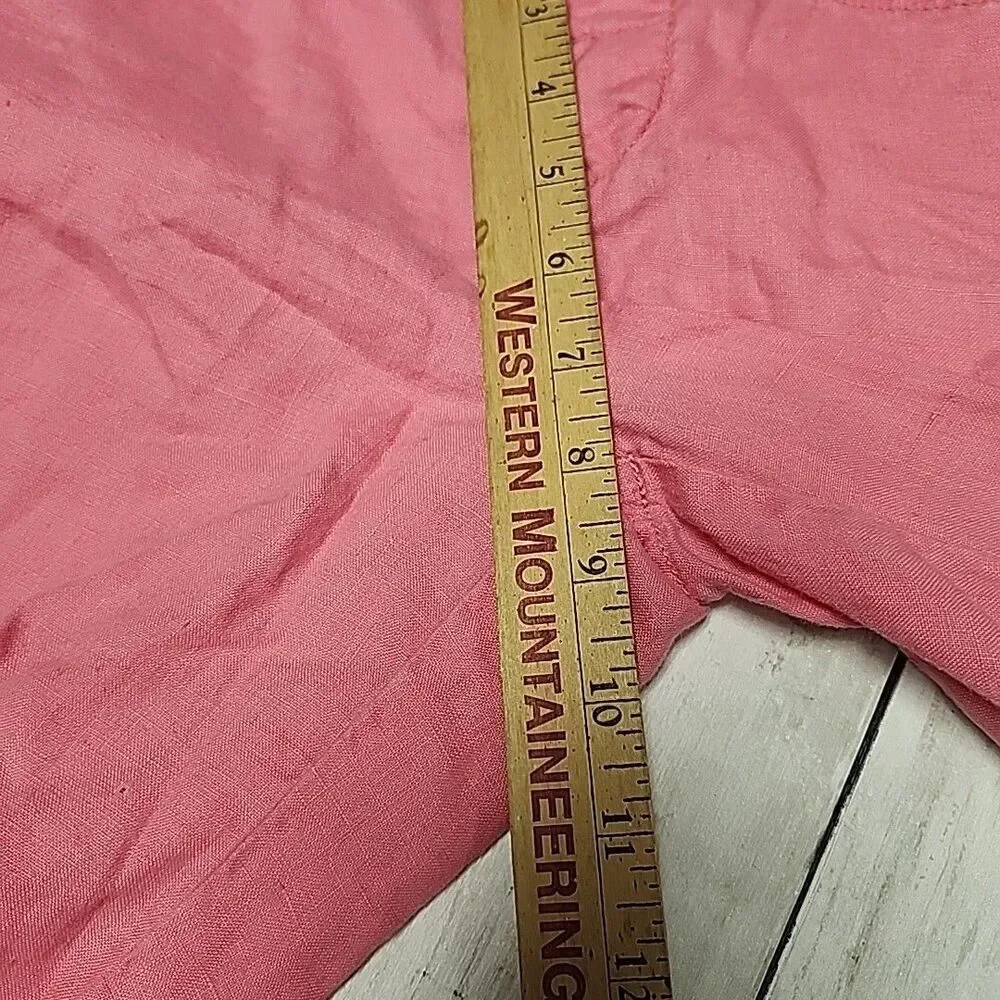 Express Women's Coral Pink 100% Linen Cargo Pants - Size 1/2 - Picture 7 of 11
